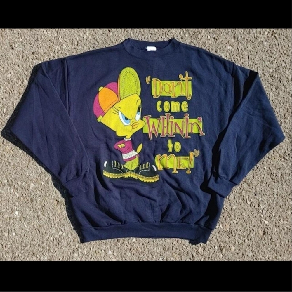 Vtg 1997 Looney Tunes Tweety Crew Neck Long Sleeve Sweatshirt (L) NWT